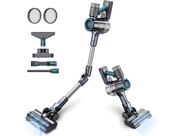 Steelstofzuiger Draadloos - Zonder Zak op Accu - 4 Verschillende Opzetstukken - Kruimelzuiger - 380W - 27Kpa