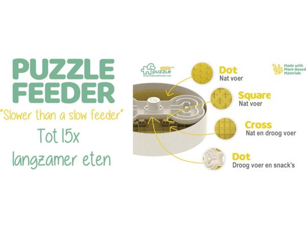 Puzzle Feeder Lick Bowl - Voerpuzzel - Ø25x8 cm Wit Geel