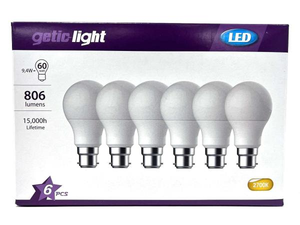 4x Getic-light LED Lichtbron B22 6-pack