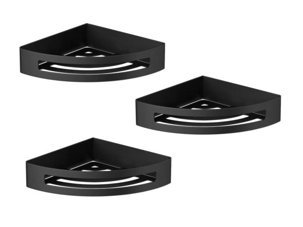 3x Novio douchekorf hoek 17x17x4cm Umea mat zwart