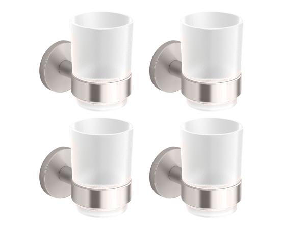 4x Novio glashouder met glas Riga geborsteld