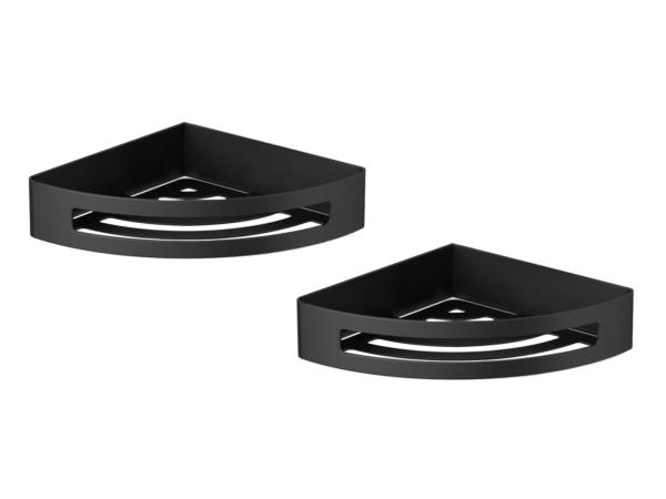 2x Novio douchekorf hoek 17x17x4cm Umea mat zwart