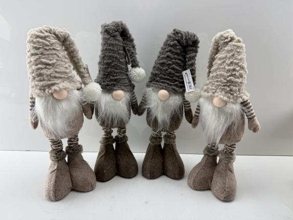 Set van 4 Stoffen Kerstgnomen met Telescoopbenen (47 cm)