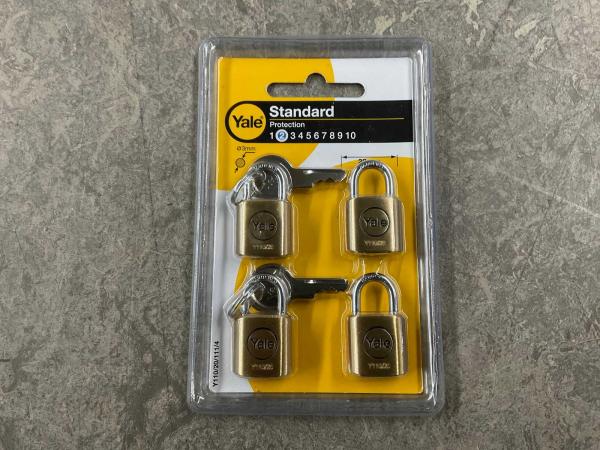 4x Yale hangslot messing 20mm 4-pack