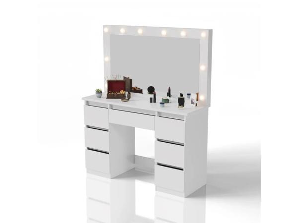 Kaptafel / Schminktafel Lilia - Incl. LED en Lades - Wit