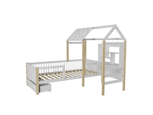 Kinderbed Yari - Incl. Tafel en Lade - Wit / Naturel