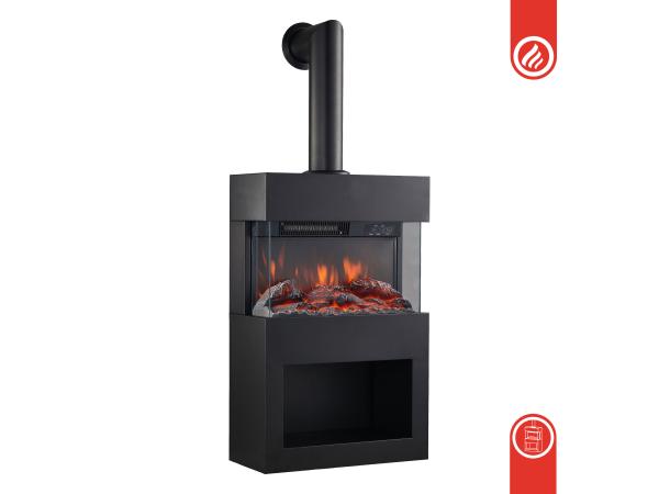  Elektrische haard HENRI met rookafvoerbuis - Zwart