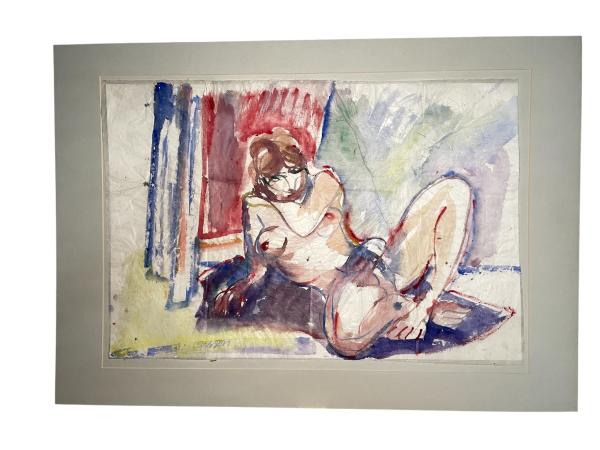 Rob Aussen | Aquarel op Rijstpapier | 'Liggend Naakt'