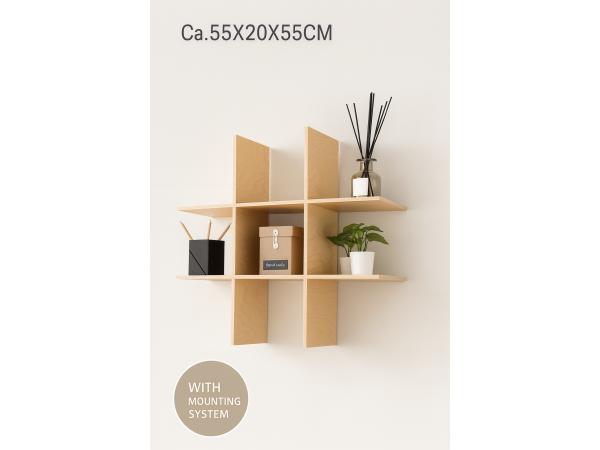 Wandplank hout 55 x 20 cm – grenen, beige tinten