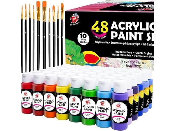 Acrylverfset 48 flesjes van 60ml met penselen