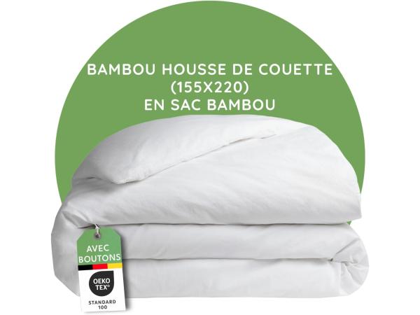 Dekbedovertrek van bamboe, 155 x 220 cm, wit effen