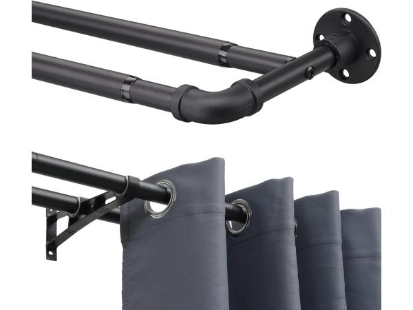 Matzwarte gordijnroedes 74-269cm