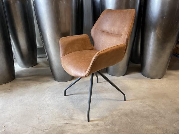 Eetkamerstoel Mondial (set van 6) microleder - cognac