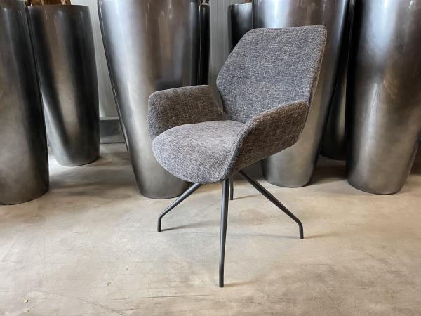 Eetkamerstoel Mondial (set van 8) weefstof - donker grijs