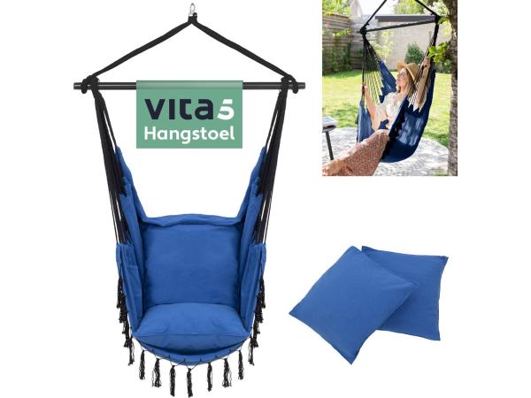 Vita5 XXL Hangstoel - Incl. 2 Kussens etot 200kg | Blauw