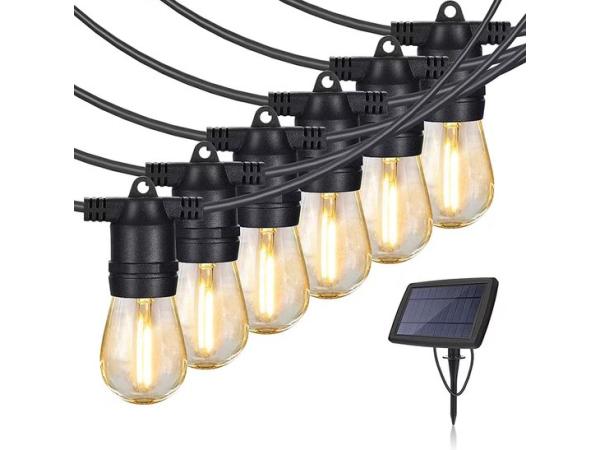 J-Pro Big 15 Lichtsnoer Buiten op Zonne-Energie - Solar Tuinverlichting - Buiten Lichtslinger - 15 LEDs Tuinverlichting Zonne-Energie - 13,5+2m