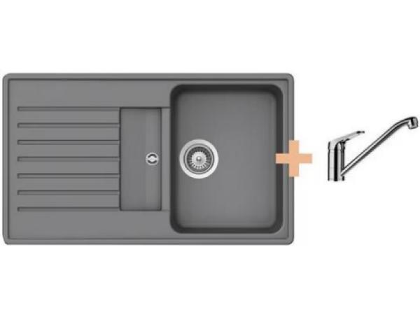 Welltime Berlin Spoelbak (Grijs) + kraan (RVS)