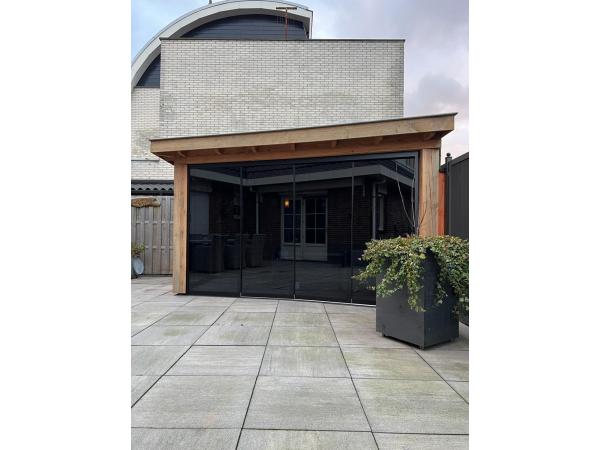 6x Getint glazenschuifwand 960mm H2000-2700mm antraciet grijs