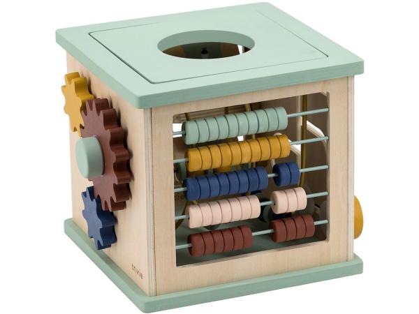 Trixie Houten 5-in-1 activiteiten kubus - Houten Speelgoed - Activiteitenkubus vanaf 1 jaar - Met Telraam en Puzzels - Stimuleert ontwikkeling