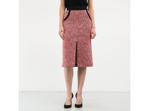 Maje Rood-witte bouclé midi-rok maat 34