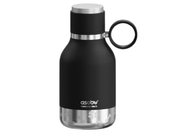 Asobu thermosfles met hondenbak 1,1L DogBowl Bottle zwart