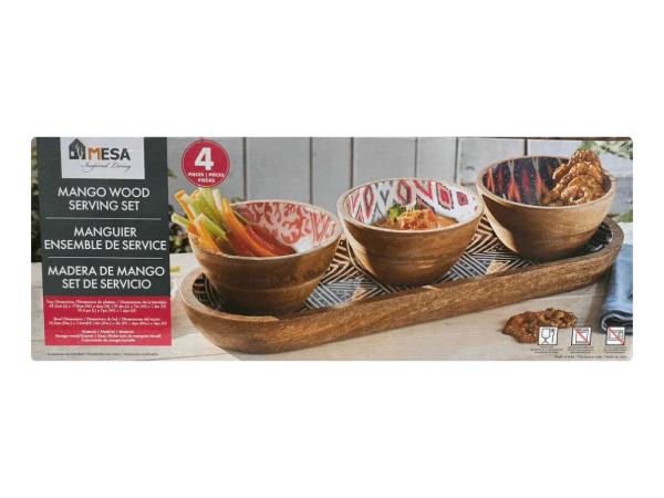 Mesa mango houten serveerset 4-delig
