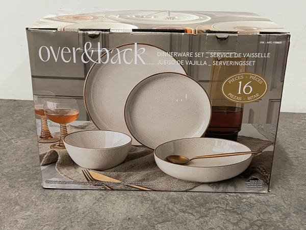 Over&Back serviesset 16-delig keramiek beige