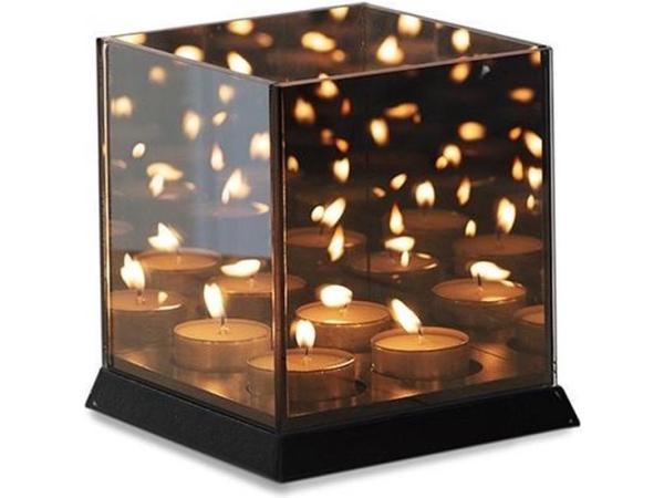 Theelicht houder voor 4 waxinelichtjes - Spiegelglas