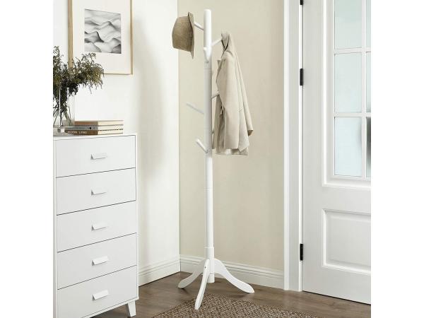 Kapstok massief hout wit 8 haken