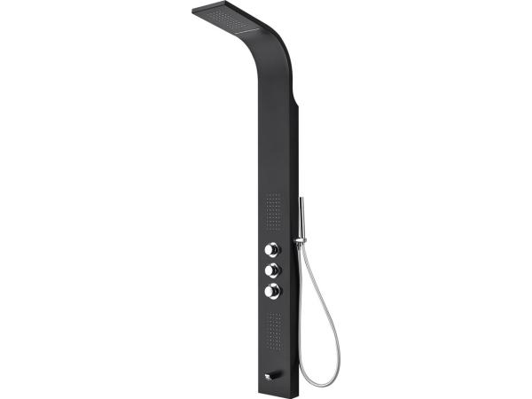 Great douchepaneel met massage en waterval zwart