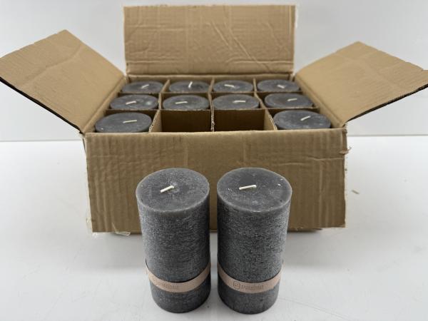 12x Essentials | Zwarte Kaarsen 7x14 cm