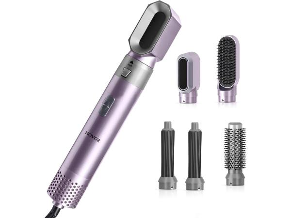 Novoz Krultang 5 in 1 - Multistyler - Airstyler - Multifunctioneel - Fohnborstel - Paars-Grijs