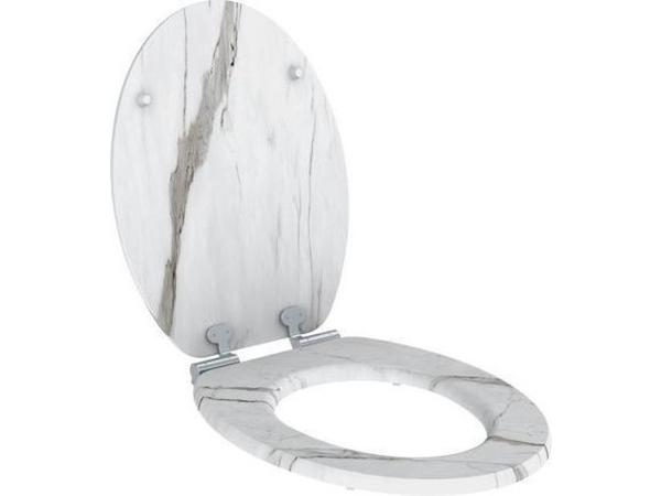 Allibert Naturo WC Bril Softclose Wit Marmer - Toiletbril Met Print - Wc-Brillen Universeel