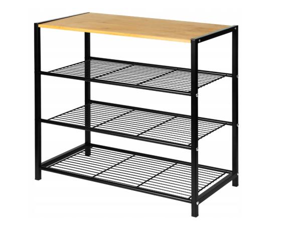 Schoenenrek - 4 Laags - Metaal en Hout - 30 x 60 x 56 CM