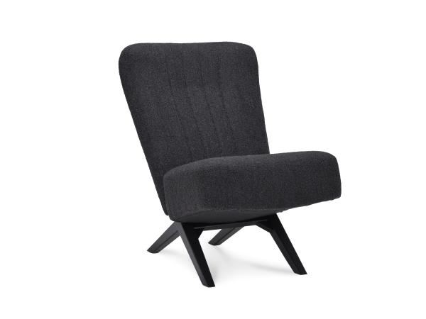Fauteuil Denvi (2 stuks) Boucle - Stof - Zwart - Antraciet 