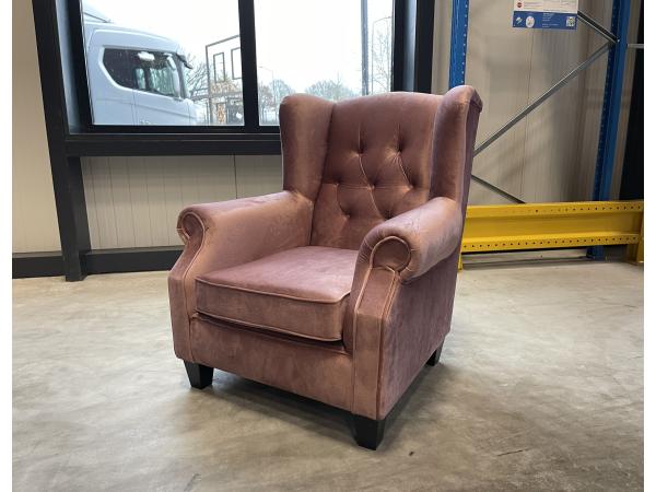 Fauteuil Monarch - velvet - oud roze