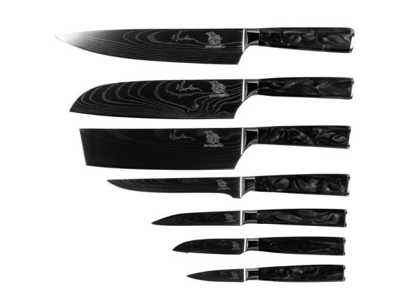 Messerhai 8dlg Messenset RVS 15° Kuro Black Edit.