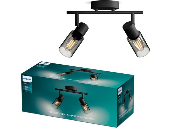 Philips Palms Spot - Plafondspot met twee lichtpunten Smoked