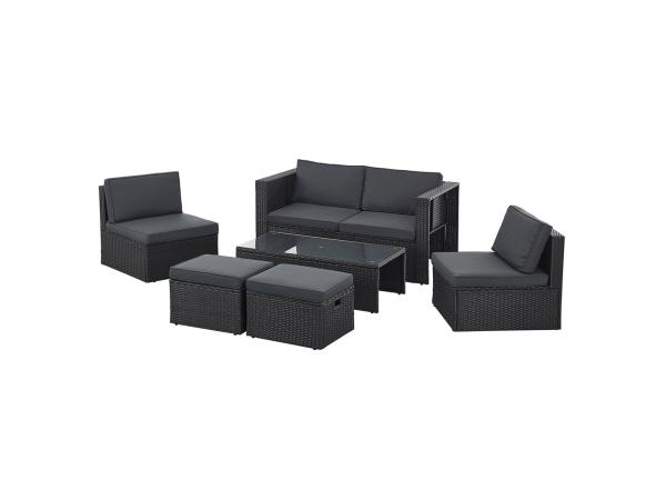 Polyrotan Loungeset / Tuinset Salou - Zwart