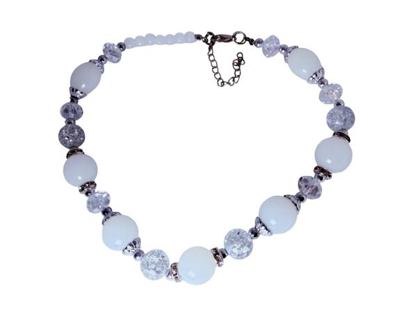 Armband | Witte Jade & Craquelé Kristal