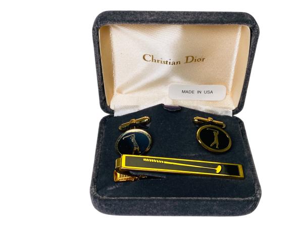 Vintage Christian Dior | Golf Cufflinks & Tie Bar Set |