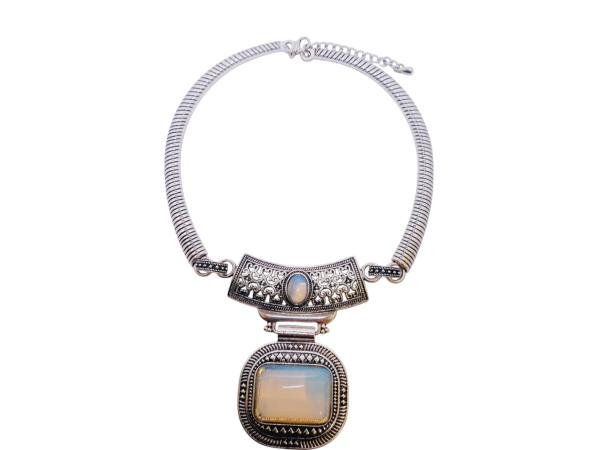 Stijl Collier | Tibetaans Zilver & Opaliet Statement