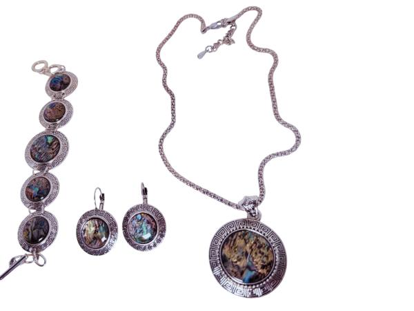 Stijl Parure | Abalone & Greek Key Design (3-delig)