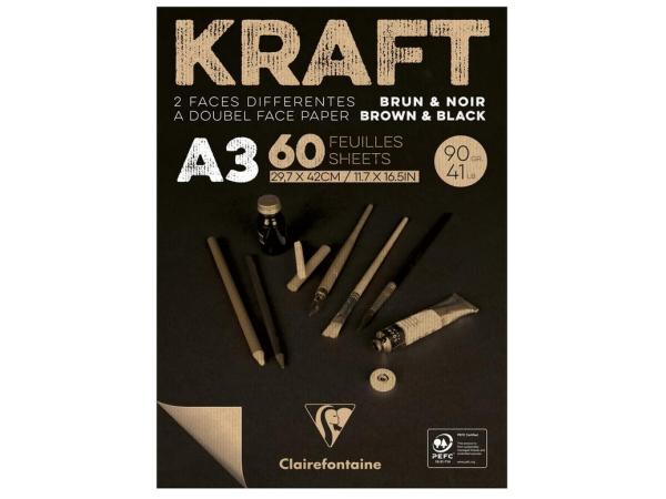 Clairefontaine Block, kraftpapier, tweekleurig, 60 vellen