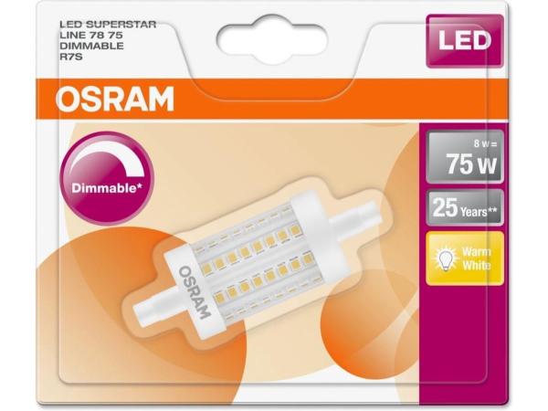 Osram LED R7s staaflamp 8 W 78 mm dimbaar warmwit