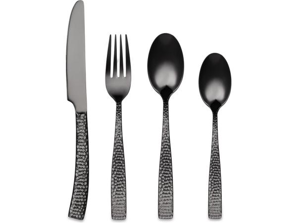 Bestekset zwart 24-delig hamered 