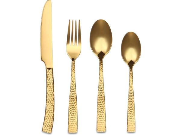 Bestekset goud 24-delig hamered 