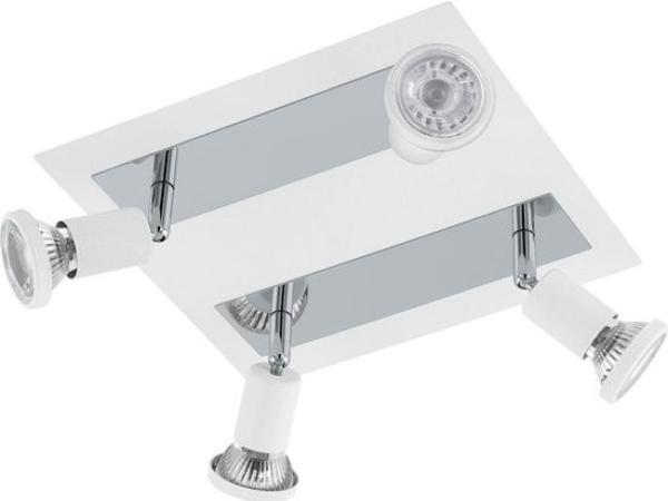 EGLO Sarria plafondspot 4‑lichts wit/chroom 240×260 mm