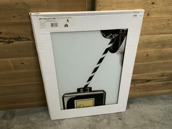 Glasschilderij rietje met lippen 60x80cm