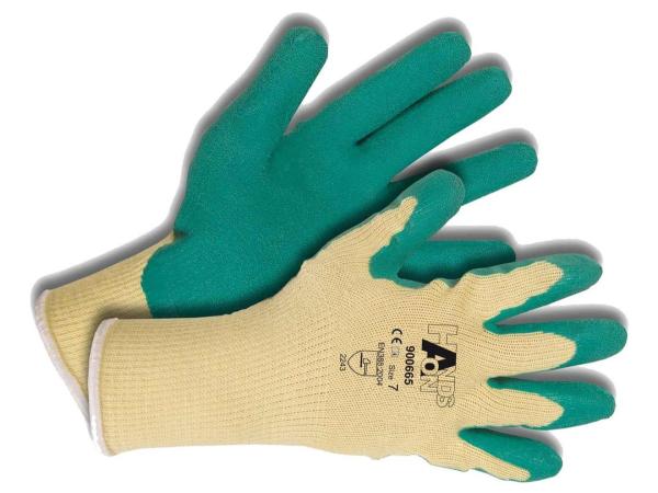 6x Hands-on werkhandschoenen maat 8 geel-groen